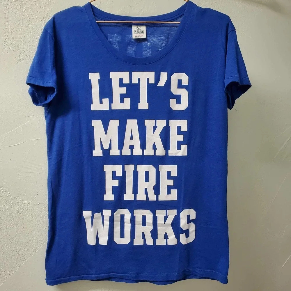 VS PINK | Blue White Let's Make Fireworks Tee XS